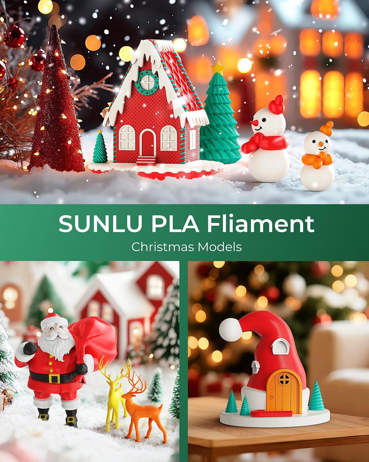 SUNLU PLA Filament 1.75mm, 250g Spool Bundle, 3D Printer Filament