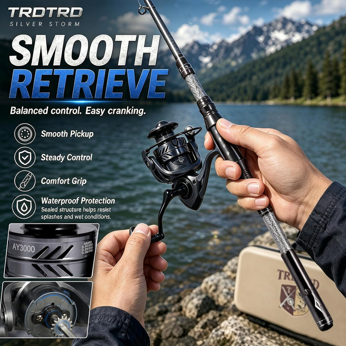 Fishing Rod and Reel Combo Kit—Telescopic Fishing Rod, Collapsible Fishing Rod, Portable Fishing Set w/Tackle Box, Lures & Bag, 4.2oz Carbon Fiber, 5.2:1 Anti-Twist Reel, Freshwater/Light Saltwater