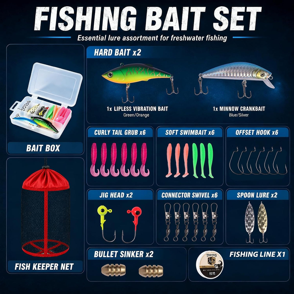Fishing Rod and Reel Combo Kit—Telescopic Fishing Rod, Collapsible Fishing Rod, Portable Fishing Set w/Tackle Box, Lures & Bag, 4.2oz Carbon Fiber, 5.2:1 Anti-Twist Reel, Freshwater/Light Saltwater