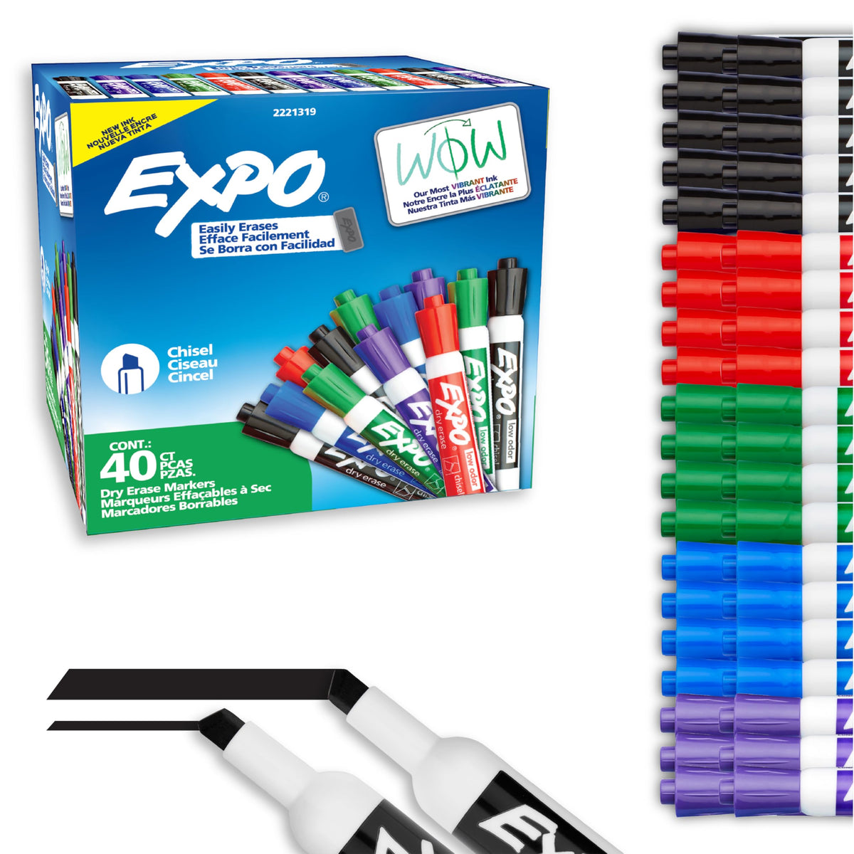 EXPO Dry Erase Markers, Low Odor Ink, Assorted Colors, Chisel Tip, 36 Count (Pack of 6)