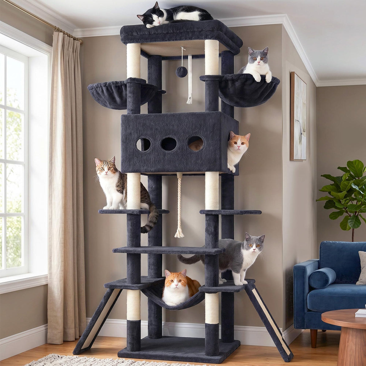 Gitelsnour Cat Tree, 71'' Tower for Large Cat with Scratching Post, GCT032G