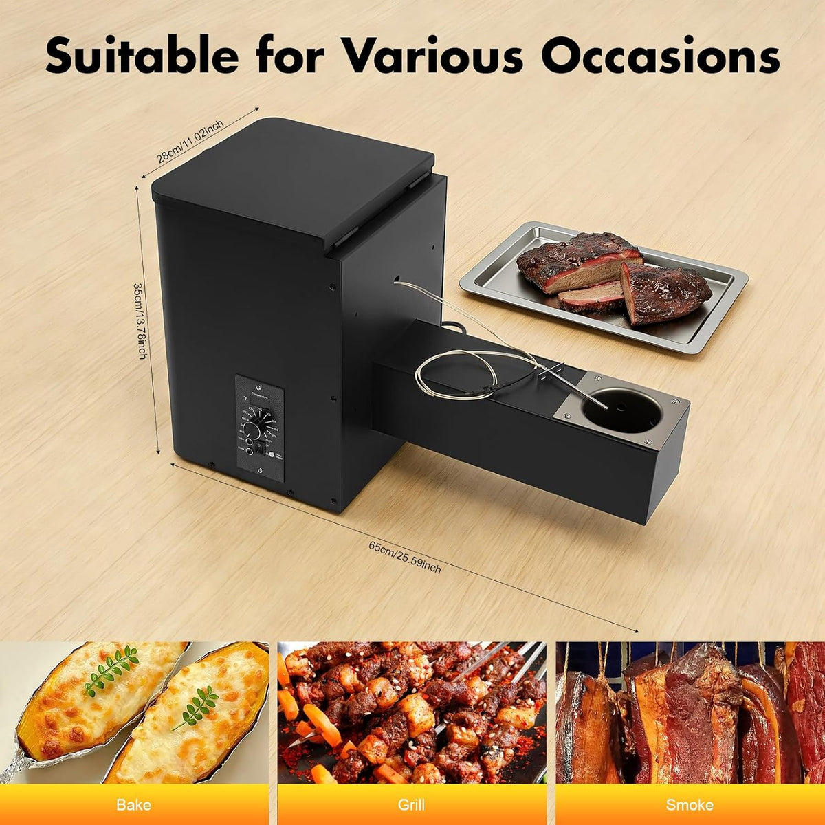250W Smoker Hopper Assembly Kit with Automatic Temperature Control,Large Hopper Auto Feed for BBQ Grill, Grills Compatible Grill Hopper with Knob Control, Dual Probe Ports for Backyard Camping Party