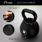 Champion Sports Rhino Kettlebell Rubber Weights, Black - Premium Strength Training Equipment - Multiple Weights