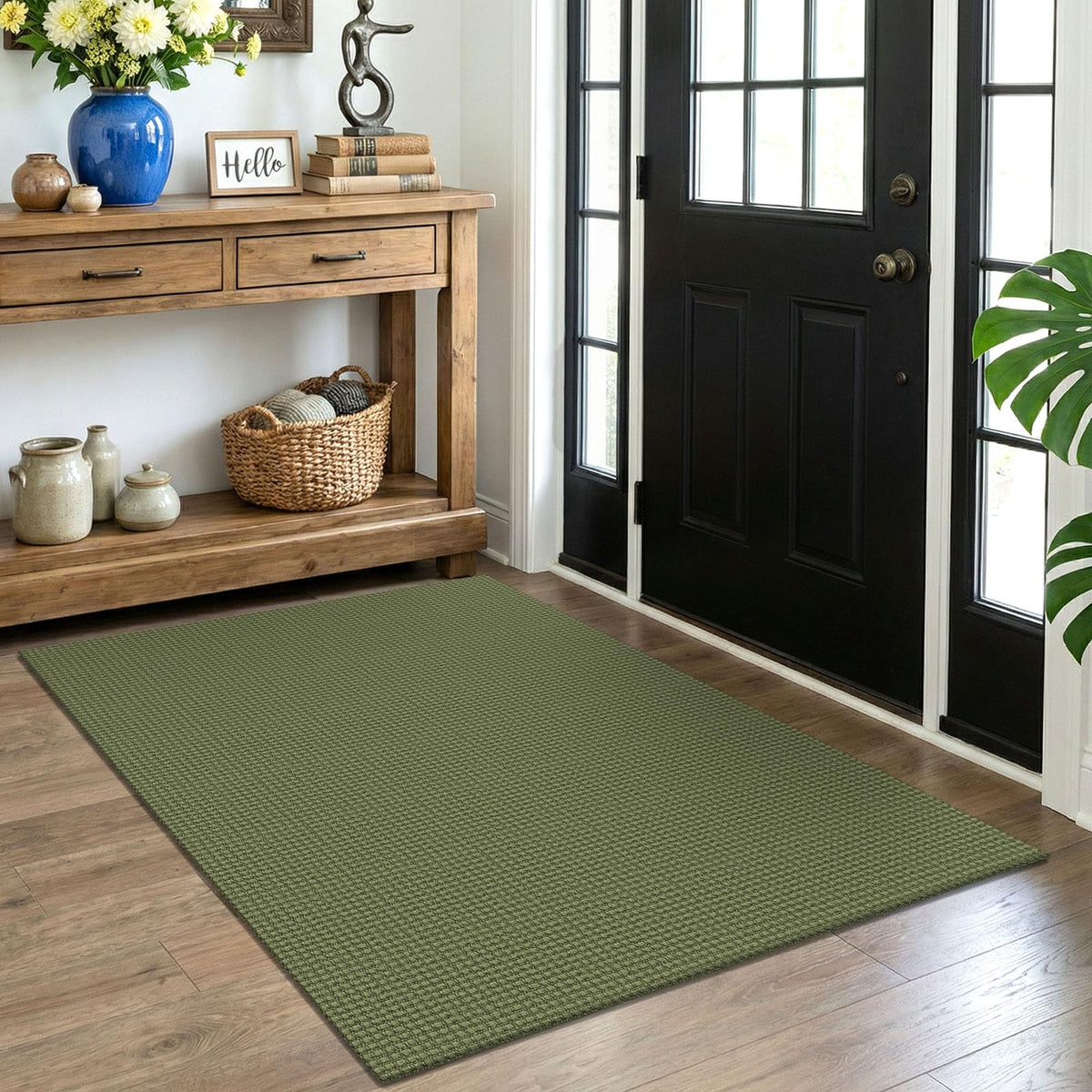 EARTHALL Woven Area Rugs 6x9 Ft Washable Living Room Rugs Non Slip Rubber Backed Dining Room Rug Braided Bedroom Rugs Indoor Floor Carpet for Living Room, Bedroom, Dining Room, Beige/Ivory