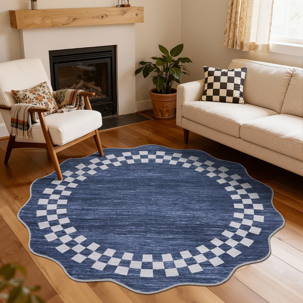 GarveeHome 5x7 Washable Area Rug Checkered Rug for Bedroom Living Room