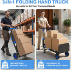 3-in-1 Folding Heavy Duty Hand Truck Dolly Cart Trolley with Wheels (Blue)