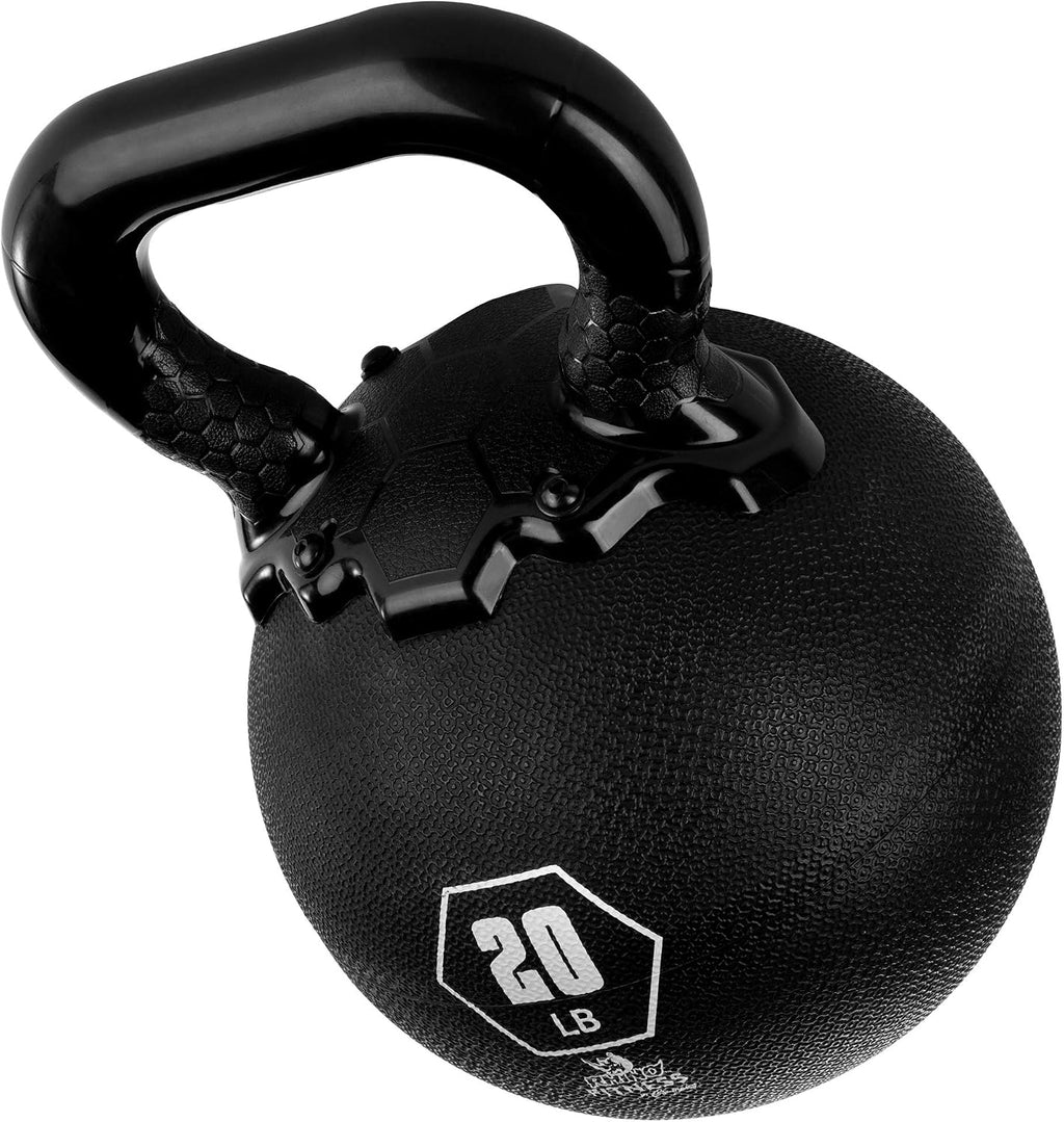 Champion Sports Rhino Kettlebell Rubber Weights, Black - Premium Strength Training Equipment - Multiple Weights