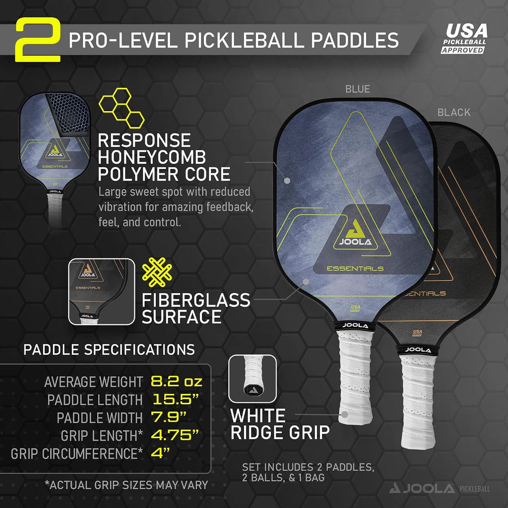JOOLA Pickleball Paddles & Sets - Includes 2 Rackets, 2–4 Balls, and Storage Carry Bag - USAP Approved