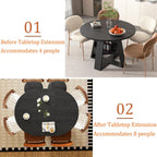 43.3"-59" Extendable Round Oval Dining Table for 4-8 with Storage Shelf