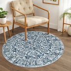 KUTA Vintage Extra Long Runners for Hallways 2.6x18ft Washable Blue White