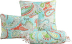 Cozy Line Home Fashions Turquoise Blue Coral Floral Leaf Reversible Quilt Bedding Set, Coverlet Bedspread Lightweight for All Seasons (Mirage Paisley, King - 6 Piece)