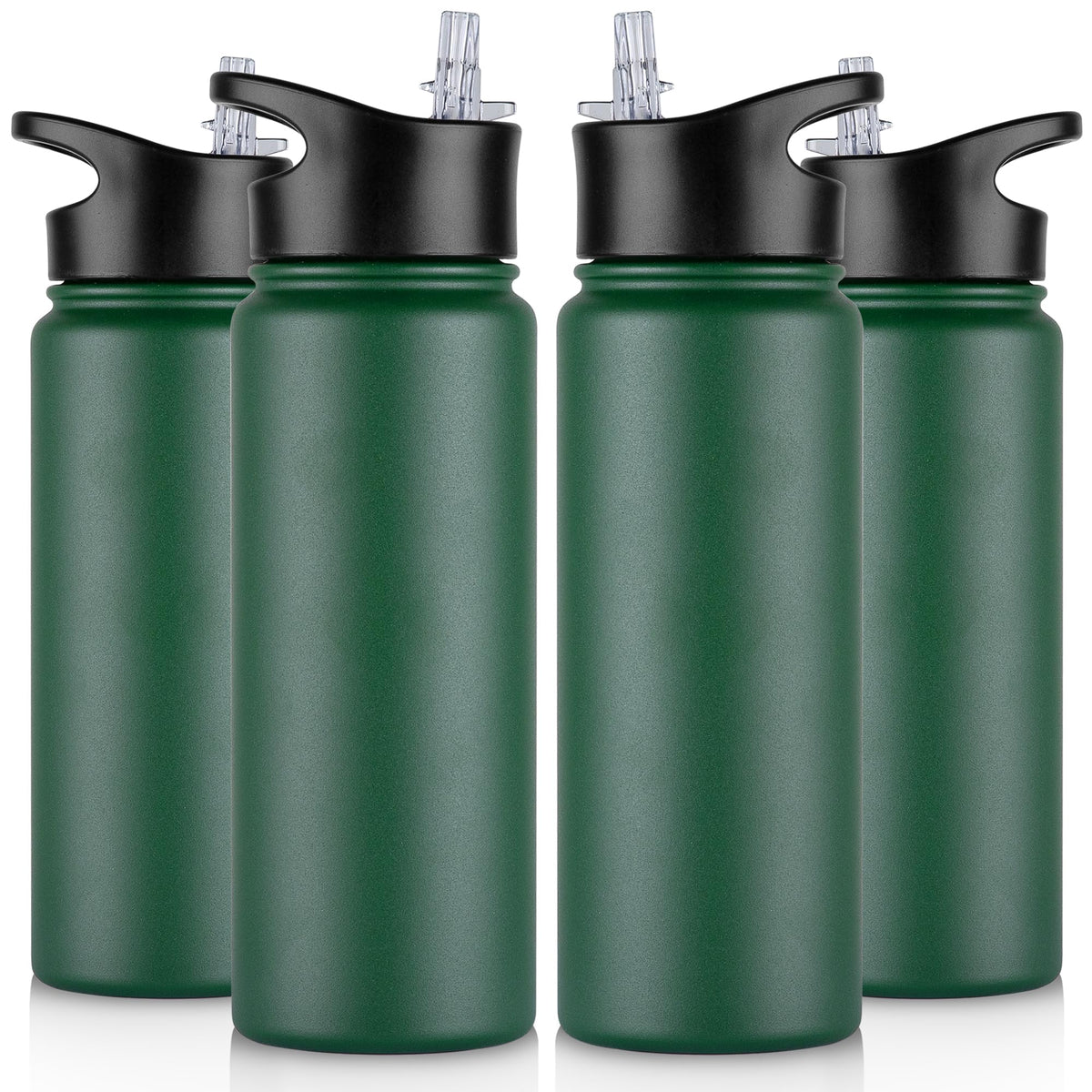 32 oz Insulated Water Bottle Bulk 8 Pack, Stainless Steel Sports Water Bottles with Straw Lid & Wide Mouth Lids, Double Walled Vacuum, Leak Proof, White