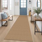 EARTHALL Woven Area Rugs 6x9 Ft Washable Living Room Rugs Non Slip Rubber Backed Dining Room Rug Braided Bedroom Rugs Indoor Floor Carpet for Living Room, Bedroom, Dining Room, Beige/Ivory
