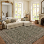 Washable Area Rugs for Living Room: 9x12 Bedroom Rug Boho Vintage Area Rug Stain Resistant Non Slip Low Pile Lightweight Soft Carpets for Dining Room Kitchen Nursery Kids Room Playroom Home Office