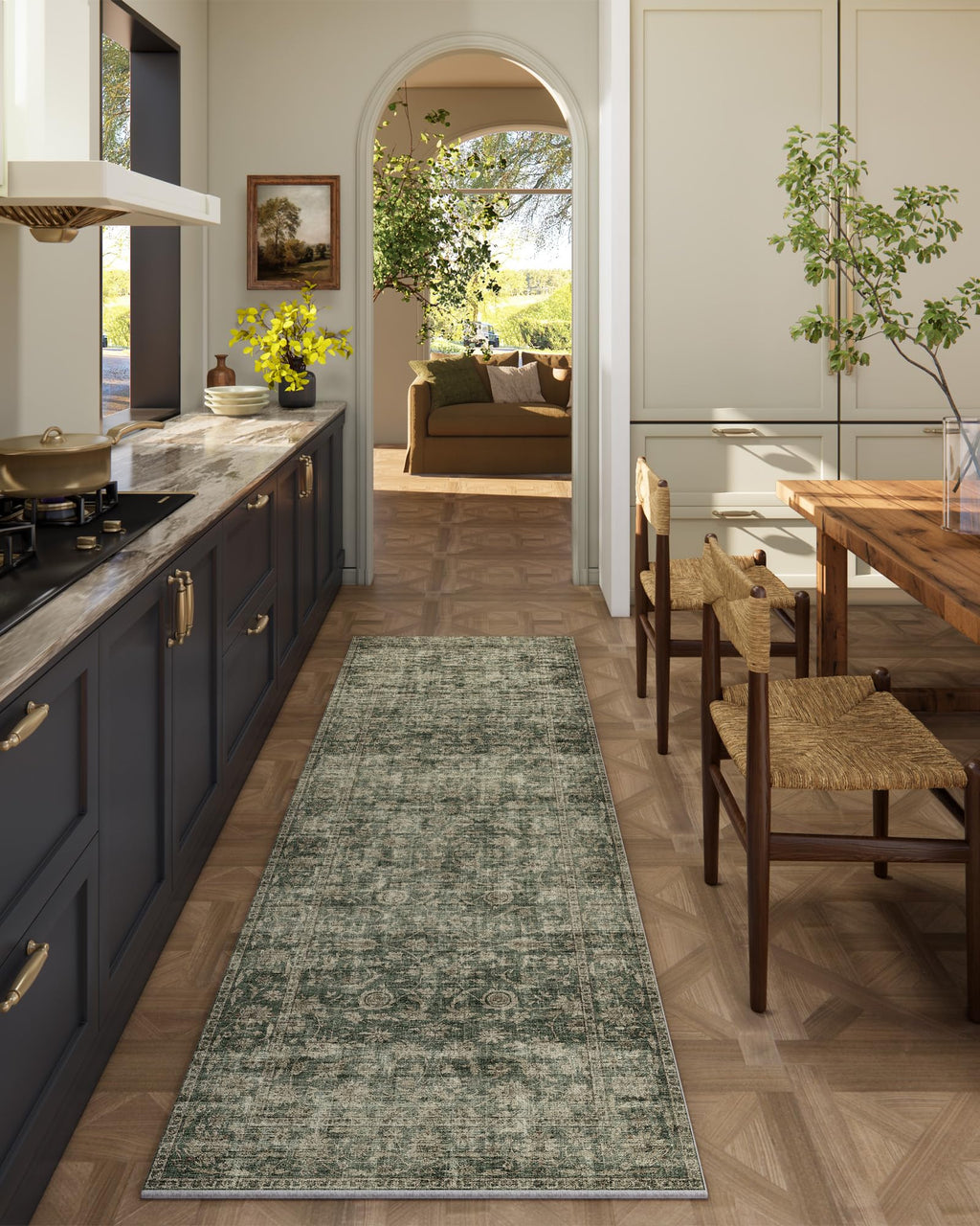 Washable Area Rugs for Living Room: 9x12 Bedroom Rug Boho Vintage Area Rug Stain Resistant Non Slip Low Pile Lightweight Soft Carpets for Dining Room Kitchen Nursery Kids Room Playroom Home Office
