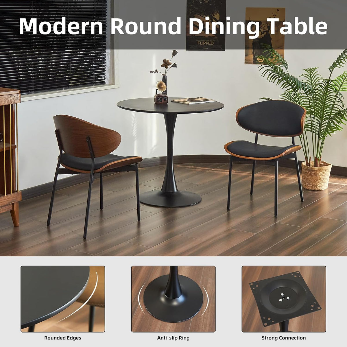 Round Dining Table, 31.5" Tulip Table (Black)