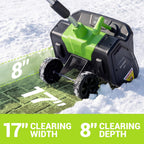 Electric Snow Shovel 2x20V Cordless 17in 1200W Brushless