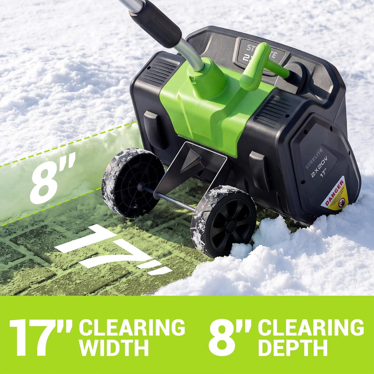 Electric Snow Shovel 2x20V Cordless 17in 1200W Brushless