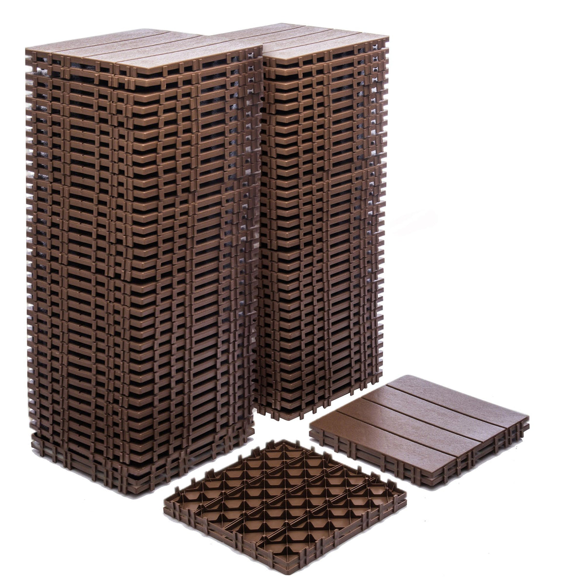Plastic Interlocking Deck Tiles, 12"x12" Patio Flooring, 44 Packs Deck Tile Outdoor Waterproof All Weather, Flooring Tiles for Balcony, Backyard Pool decking Tiles, Easy Installation, Brown