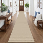 EARTHALL Woven Area Rugs 6x9 Ft Washable Living Room Rugs Non Slip Rubber Backed Dining Room Rug Braided Bedroom Rugs Indoor Floor Carpet for Living Room, Bedroom, Dining Room, Beige/Ivory