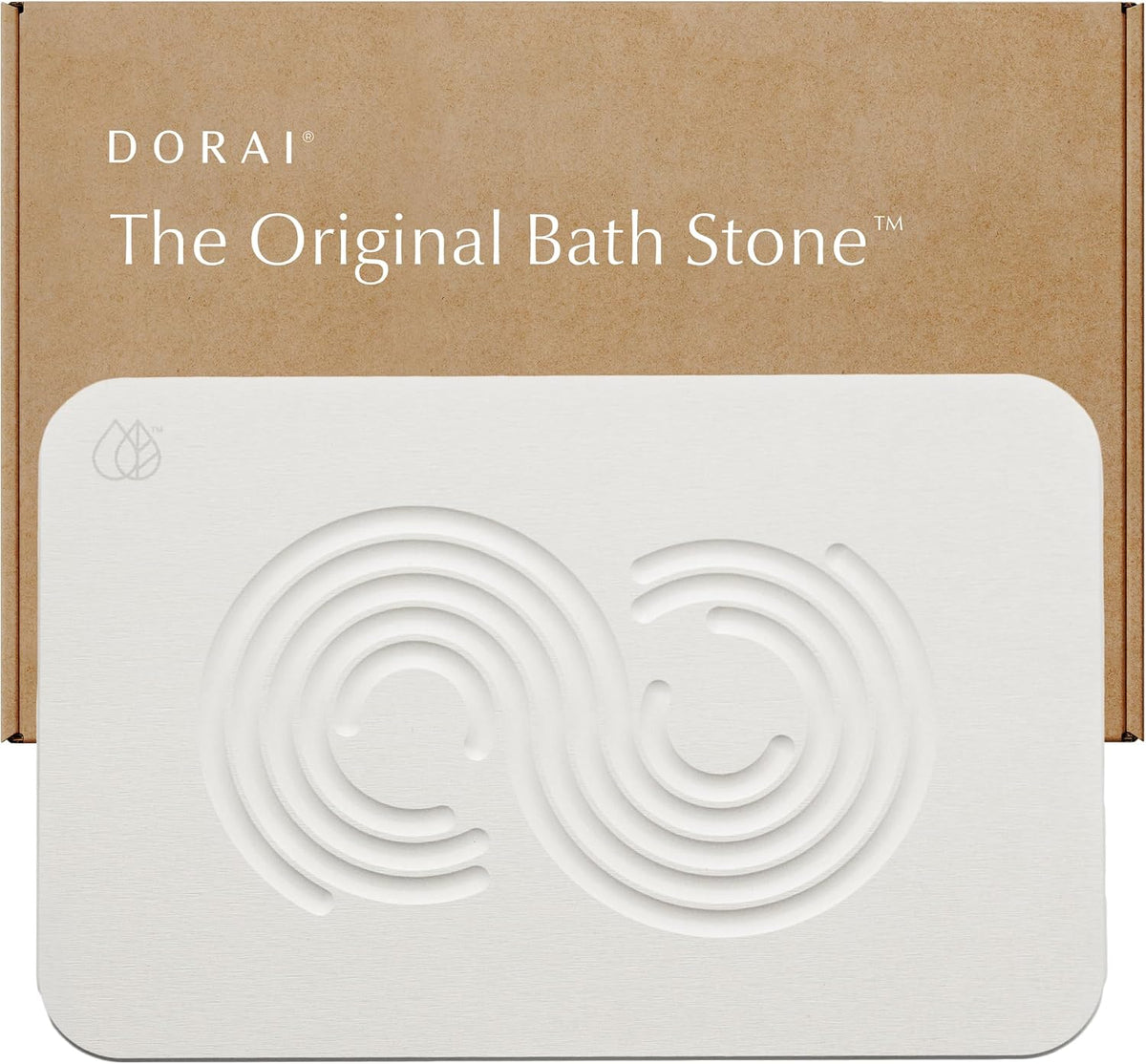 Dorai Home Stone Bath Mat - Premium Diatomaceous Earth Bath Floor Mats with Non-Slip Base, Fast-Drying Modern Shower Mat for Bathroom | Rain Slate