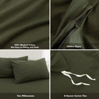 FOSSA Duvet Cover Set 100% Washed Cotton Linen Feel Queen