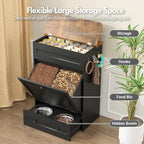 Elevated Dog Feeding Station with Storage, Pull-Out Bowls & Slow Feeder
