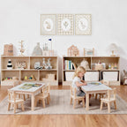 Montessori Book and Toy Shelf for Kids, 5-Section Organizer, Birch Plywood