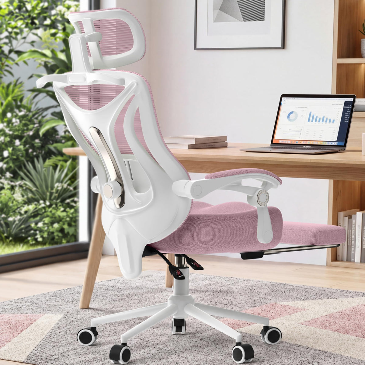 CYKOV Ergonomic Office Chair with Footrest, Reclining Mesh Back, 350 Lbs