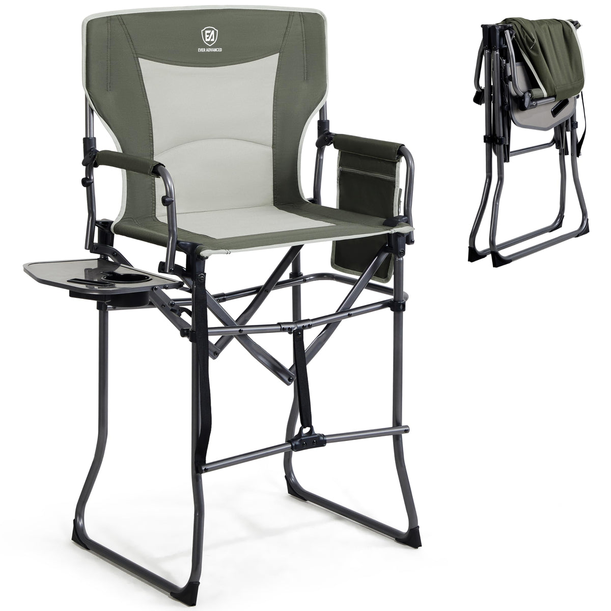 EVER ADVANCED Portable 30.7" Seat Height Tall Camping Directors Chair