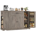 HOSTACK 47" W Kitchen Island Cart with Storage, Rolling Island Table, Black