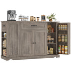 HOSTACK 47" W Kitchen Island Cart with Storage, Rolling Island Table, Black