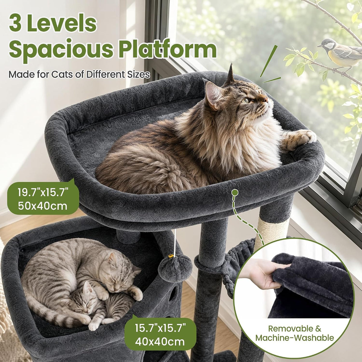 Cat Tree for Indoor Cats Large Adult, 84 in Extra Tall Heavy Duty Cat Tower
