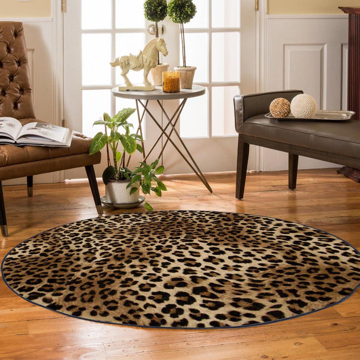 Leopard Rug 5x7 Washable Animal Print Rug Living Room Large Carpet Soft Non-Slip, Non-Shedding Brown Carpet for Office Dormitory Bedroom