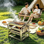 Stainless Steel Charcoal Grill Portable 360 Rotating BBQ Roaster