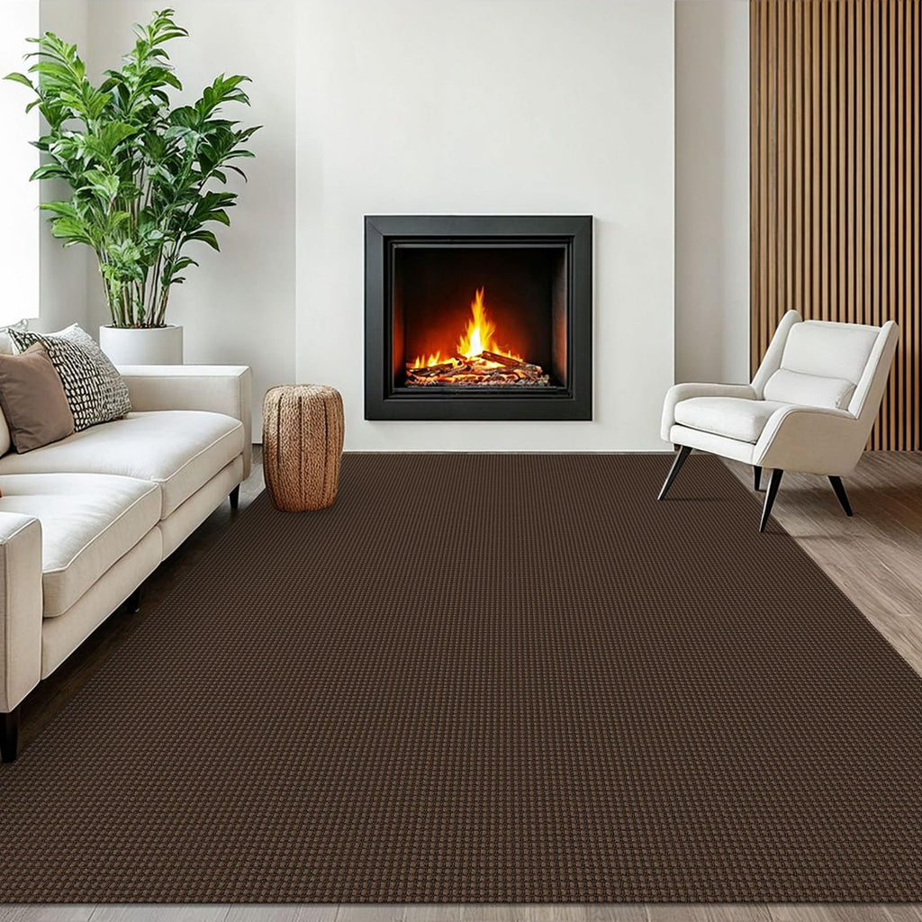 EARTHALL Woven Area Rugs 6x9 Ft Washable Living Room Rugs Non Slip Rubber Backed Dining Room Rug Braided Bedroom Rugs Indoor Floor Carpet for Living Room, Bedroom, Dining Room, Beige/Ivory
