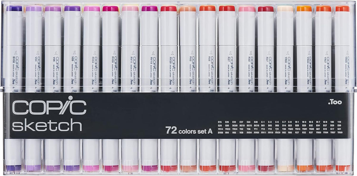 Copic Sketch, Ultra-blendable Alcohol Markers, 72pc Set A