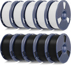 SUNLU PLA 3D Printer Filament, Black & White, 10-Pack, 10KG Total