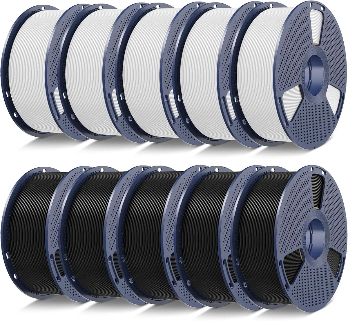 SUNLU PLA 3D Printer Filament, Black & White, 10-Pack, 10KG Total