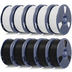 SUNLU PLA 3D Printer Filament, Black & White, 10-Pack, 10KG Total