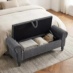55" Corduroy Storage Ottoman Bench, Queen Bed, Grey