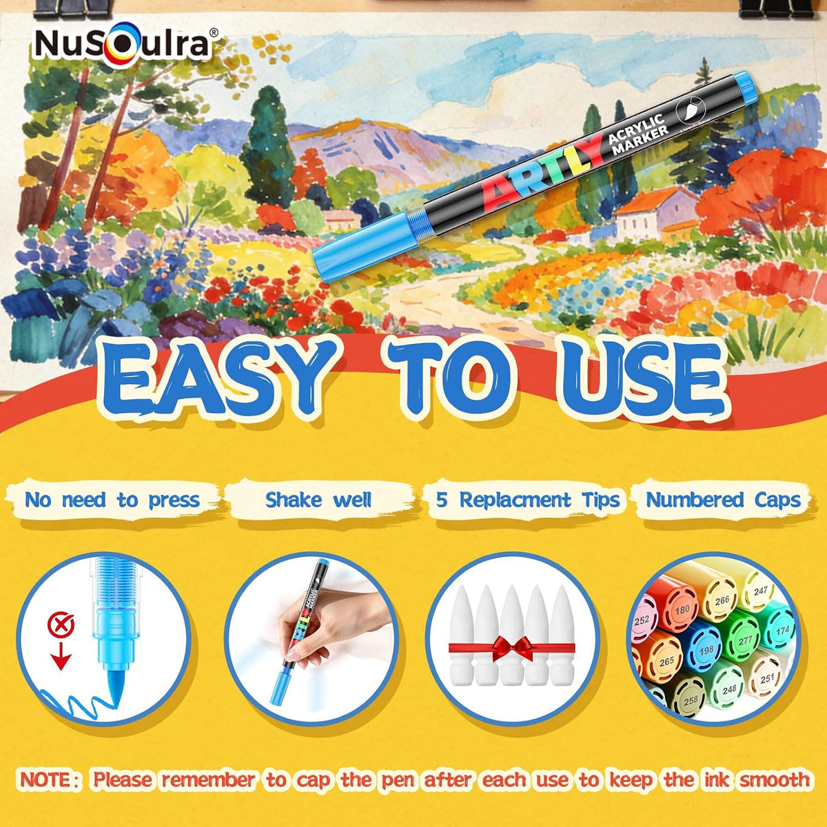 240 Colors Acrylic Paint Markers Brush Tip, Automatic Ink Control