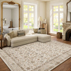 Washable Area Rugs for Living Room: 9x12 Bedroom Rug Boho Vintage Area Rug Stain Resistant Non Slip Low Pile Lightweight Soft Carpets for Dining Room Kitchen Nursery Kids Room Playroom Home Office
