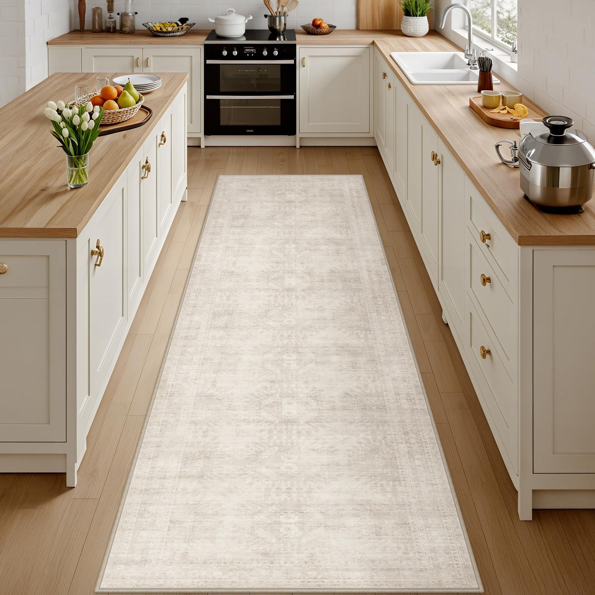 8x10 Area Rugs Living Room: Bedroom Washable Carpet Beige/Ivory