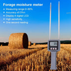 TK100 Multifunctional Moisture Meter, Portable Hay Probe Moisture Tester, Inductive Digital Moisture Detector Forage and Grain Analyzer for Tea Corn Straw Bran Plastic Granules and More Fiber