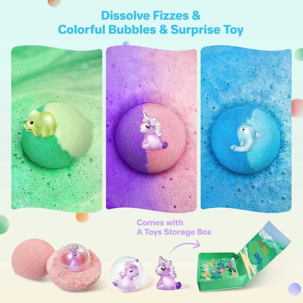 Bath Bombs for Kids with Toys Inside - 24 Pack Kid Bath Bombs with Glow in The Dark Surprise Toys Inside, Fizzy Bath Bomb Advent Calendar, Stocking Stuffers for Kids Boys Girls, Christmas Gift