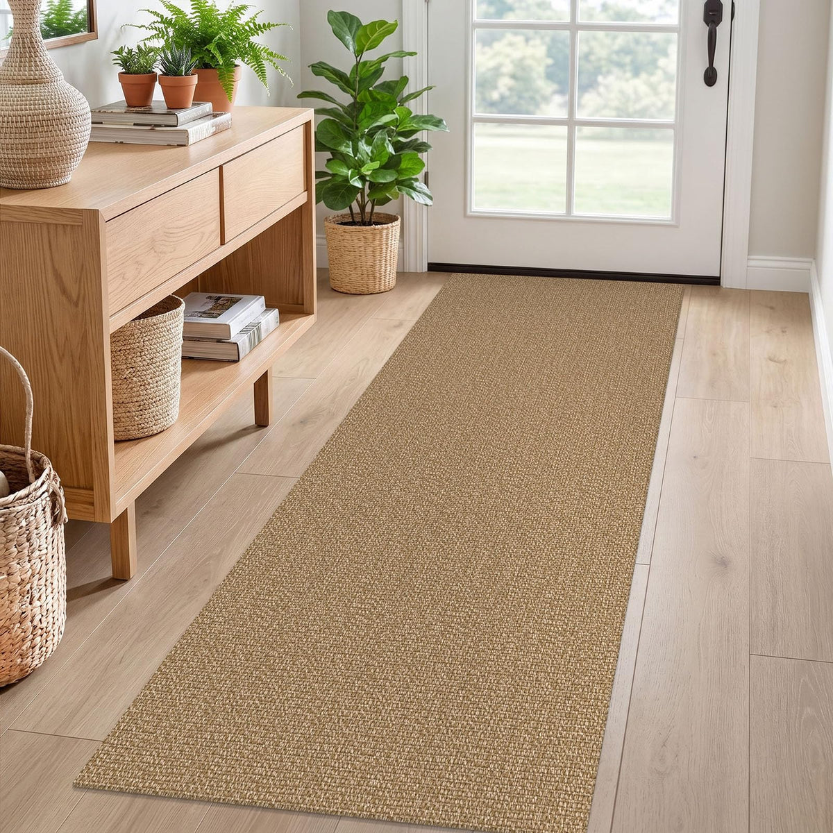 EARTHALL Washable Area Rug, Non Slip Living Room Rug, 5x7 Ft, Sand/Beige