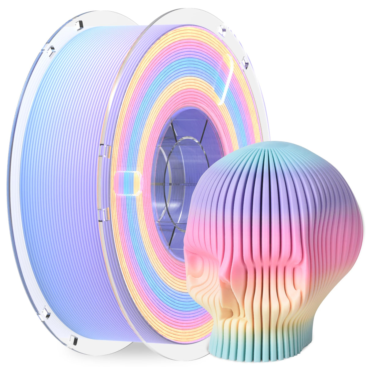 RAMBERY Silk Rainbow PLA 3D Printer Filament Bundle, 10 Colors Total 10kg, 1.75mm Multicolor Gradient 3D Printing Filament for Most FDM 3D Printers, 1KG Spool (2.2lbs) x 10 PCS