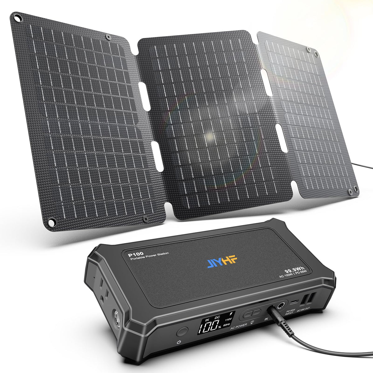 JIYHF Portable Power Bank with AC Outlet, 100W Portable Laptop Charger