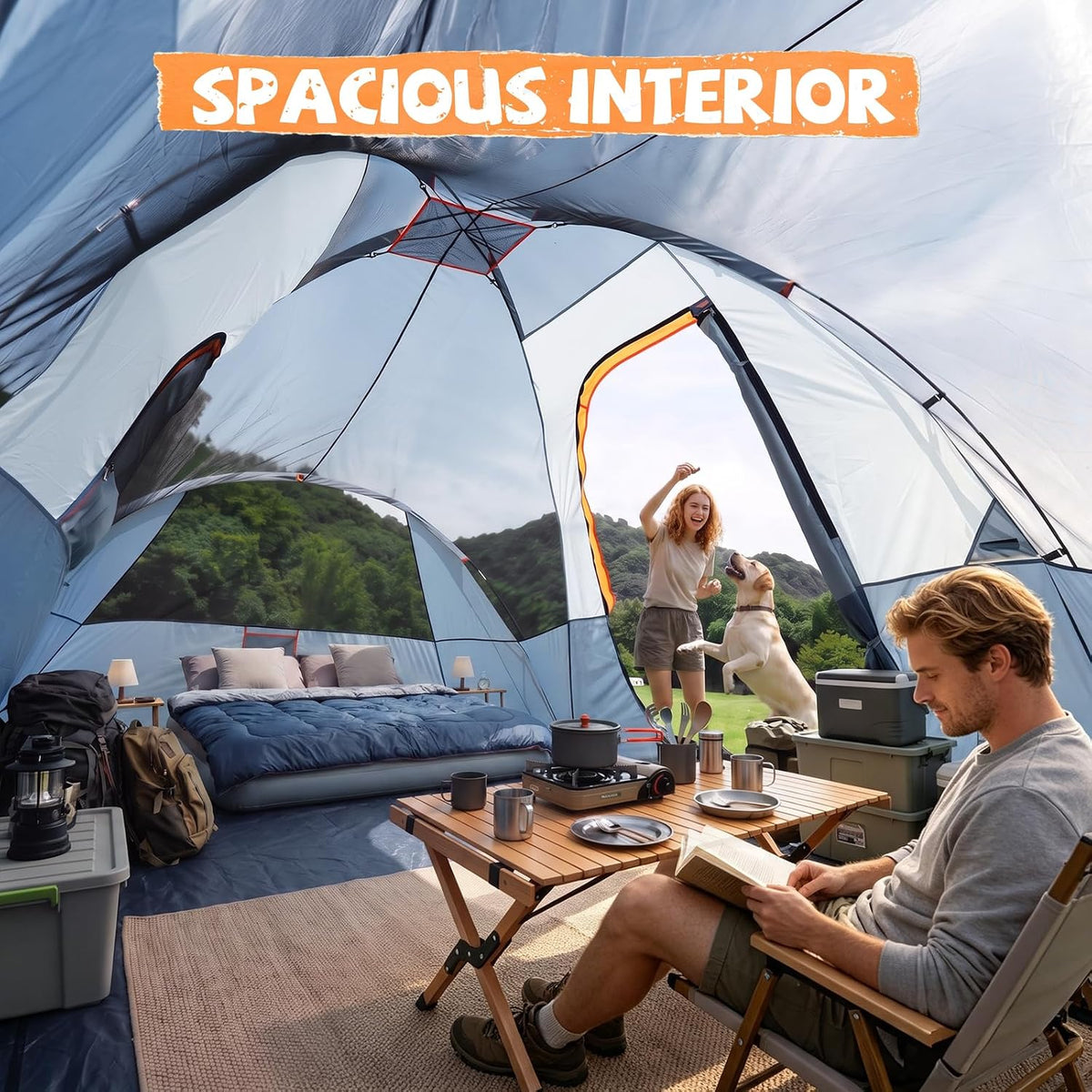 WildFinder Camping Tent 10 Person, Family Tent for Camping with Rainfly